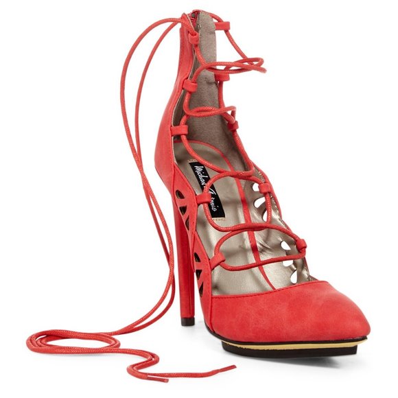 Anthropologie Shoes - Michael Antonio NEW Heel Lace Up Gladiator Strappy Stiletto Pumps Sexy RED Women